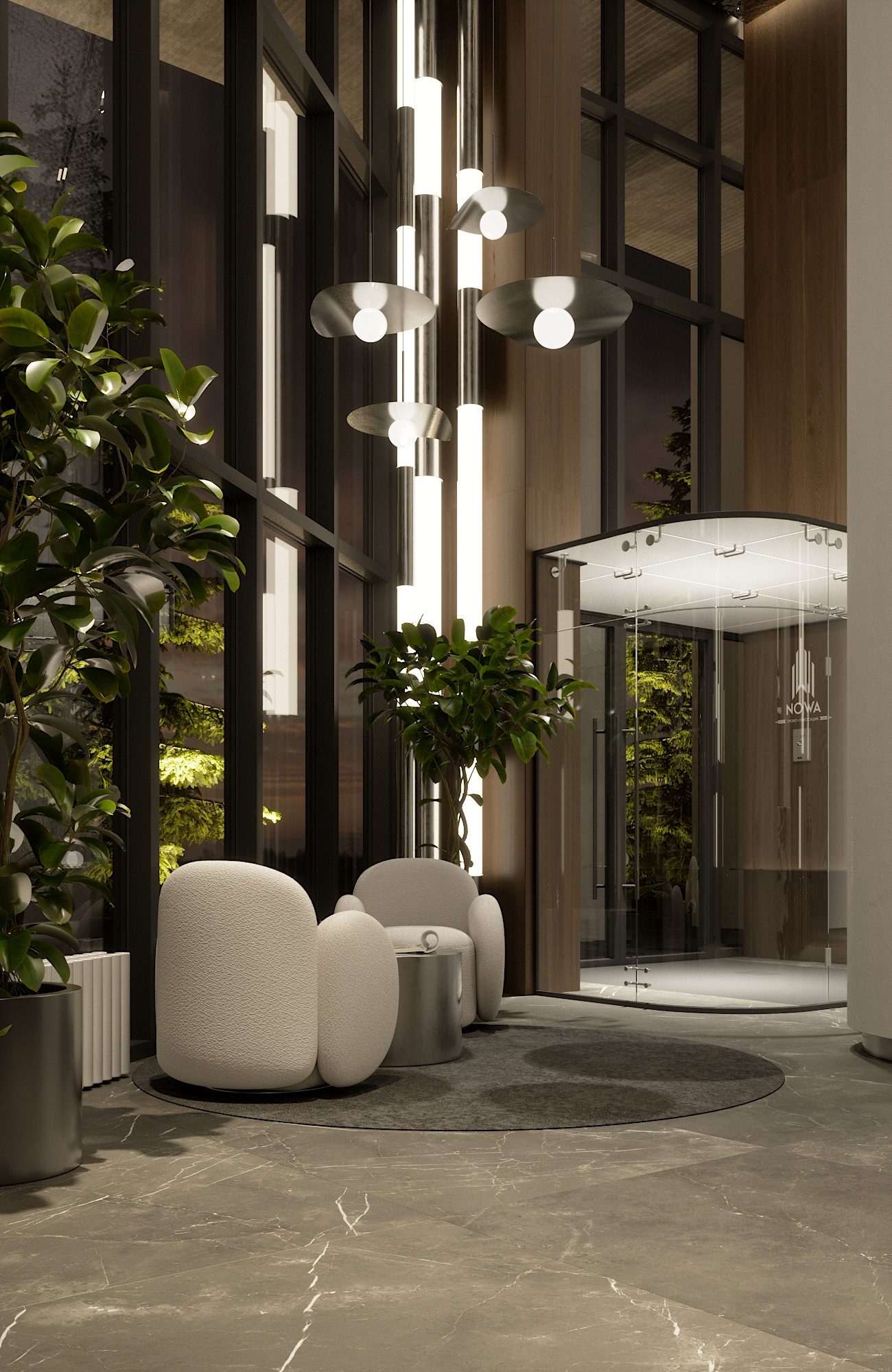 Гранд-лобби с дизайнерской отделкой